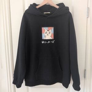 Prod Black Heavyweight Fleece Hoodie Cat Print "Say Cheese" - Unisex Siz…